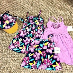 NWT GYMBOREE JUMP INTO SUMMER LAVENDER & NAVY (2) DRESSES & TANK & PURSE 2T NEW
